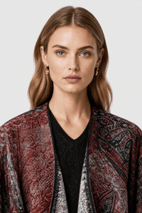 Poncho Ethnique Bordeaux