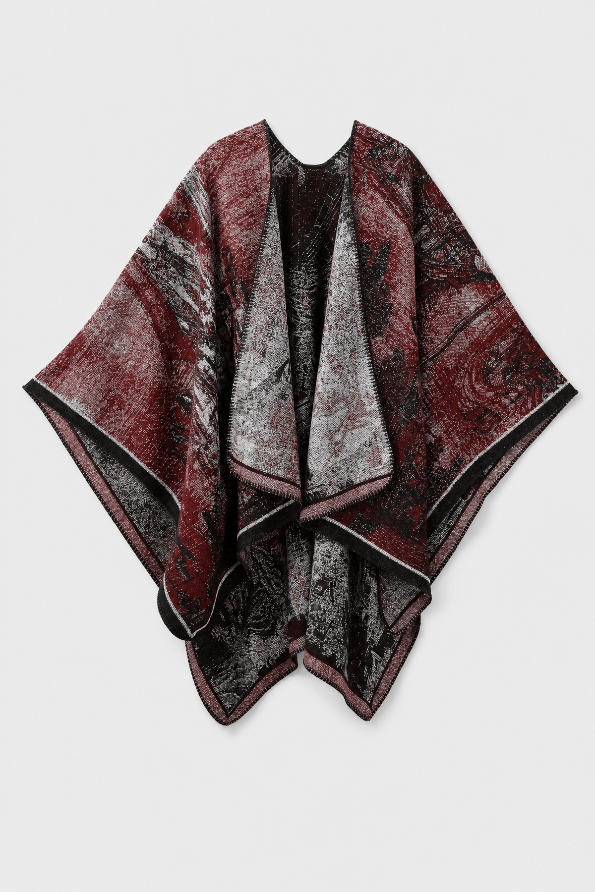 Poncho Ethnique Bordeaux