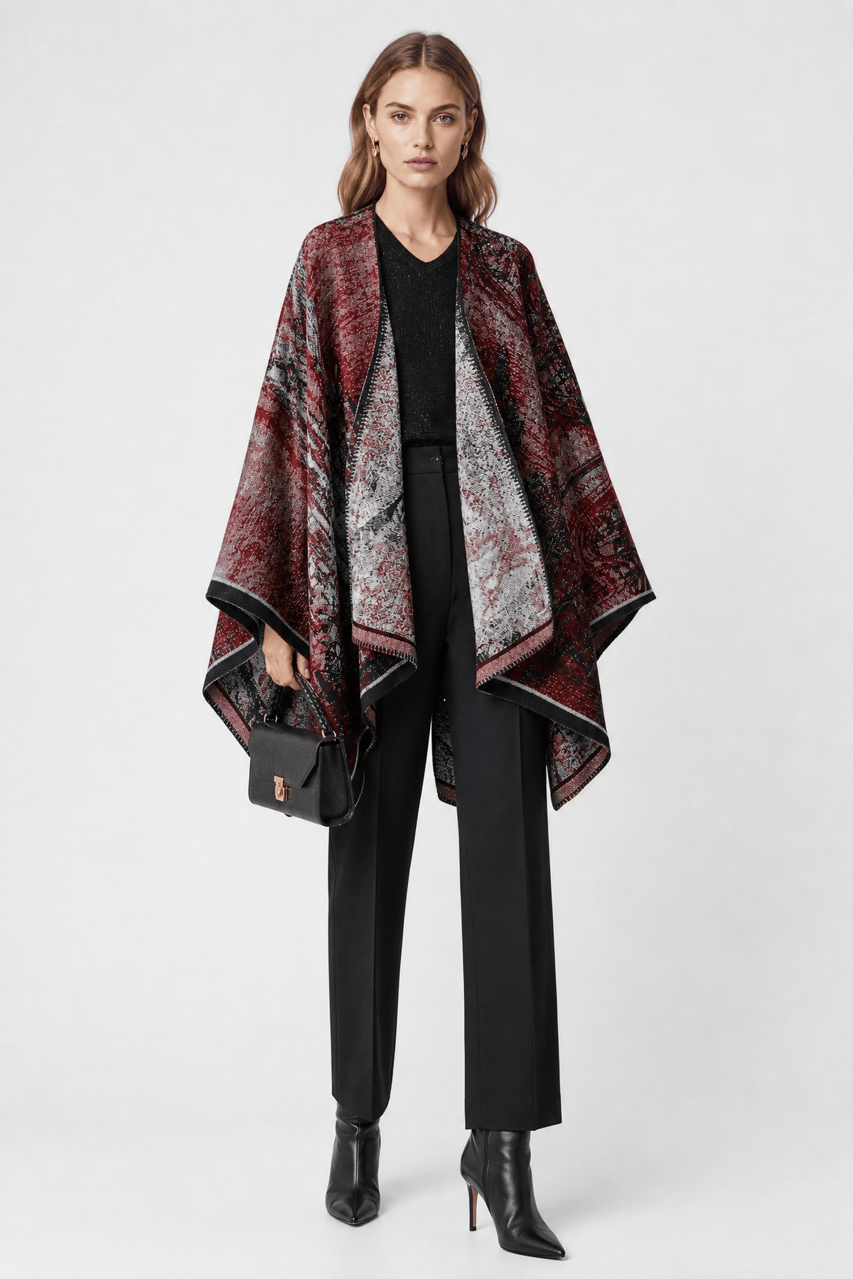 Poncho Ethnique Bordeaux
