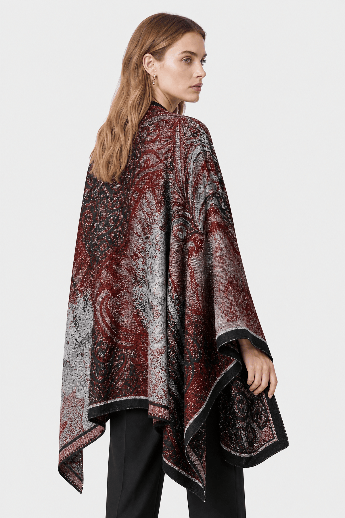 Poncho Ethnique Bordeaux