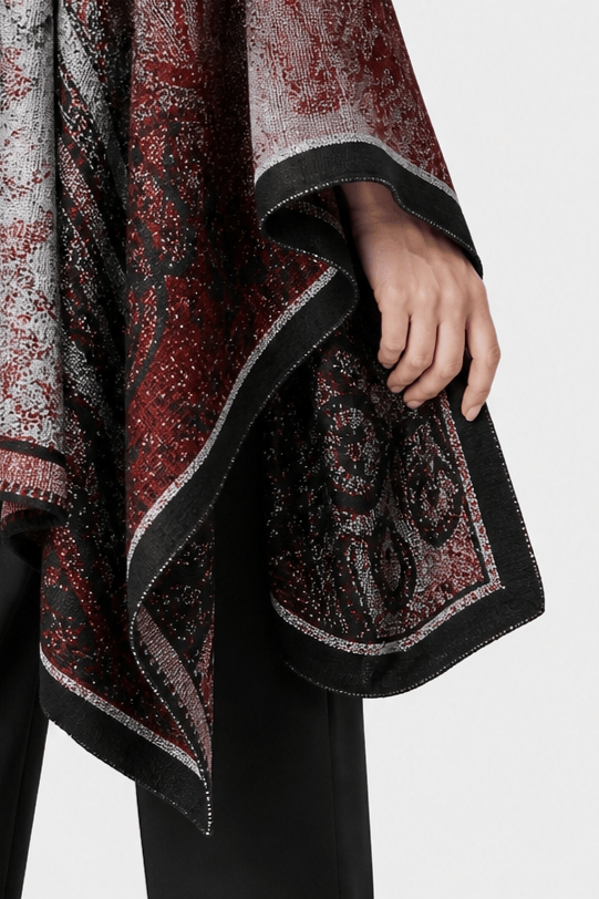 Poncho Ethnique Bordeaux