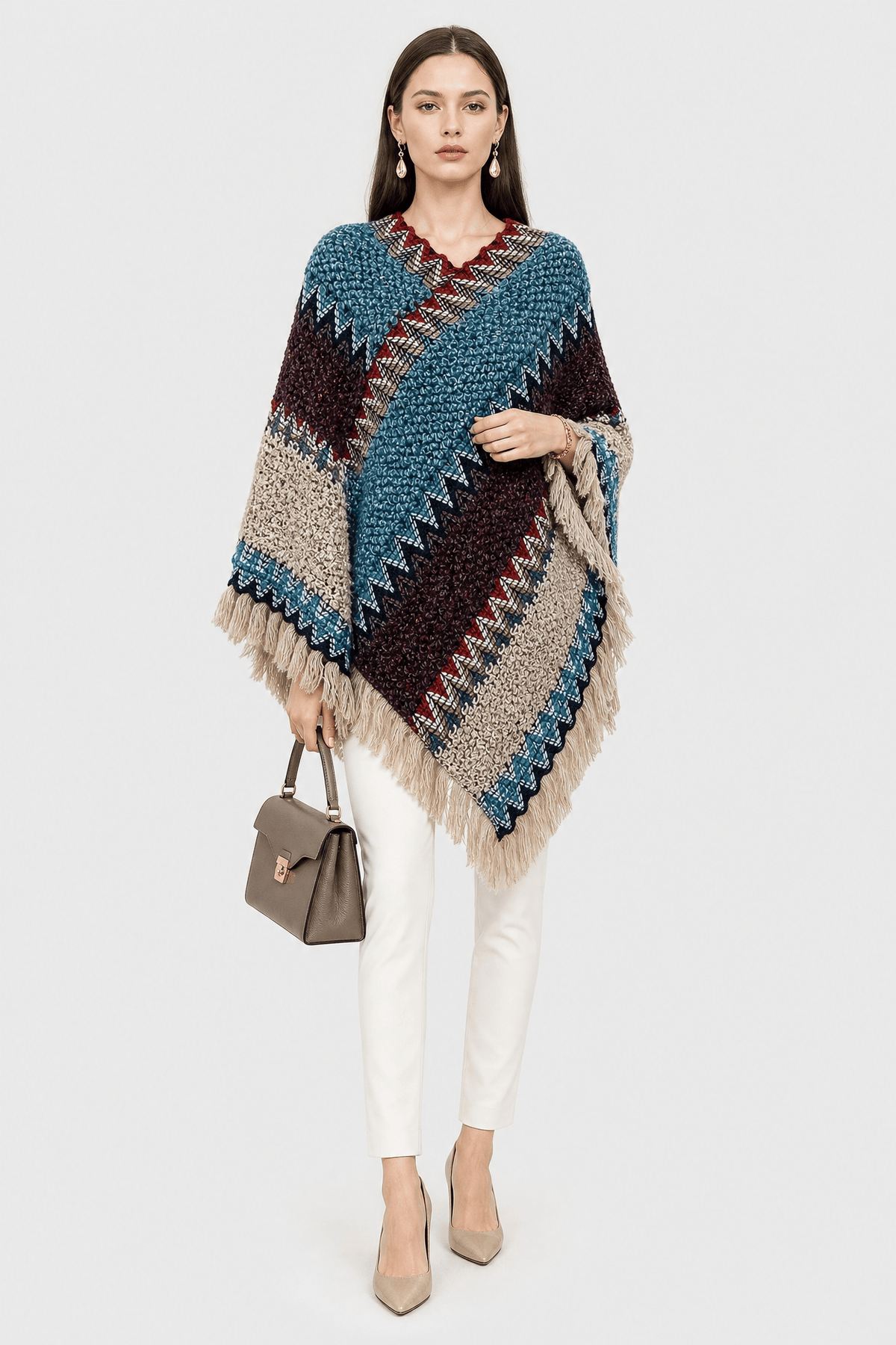 Poncho Femme à Franges