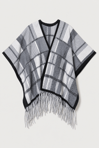 Poncho Femme à Franges Gris