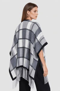 Poncho Femme à Franges Gris
