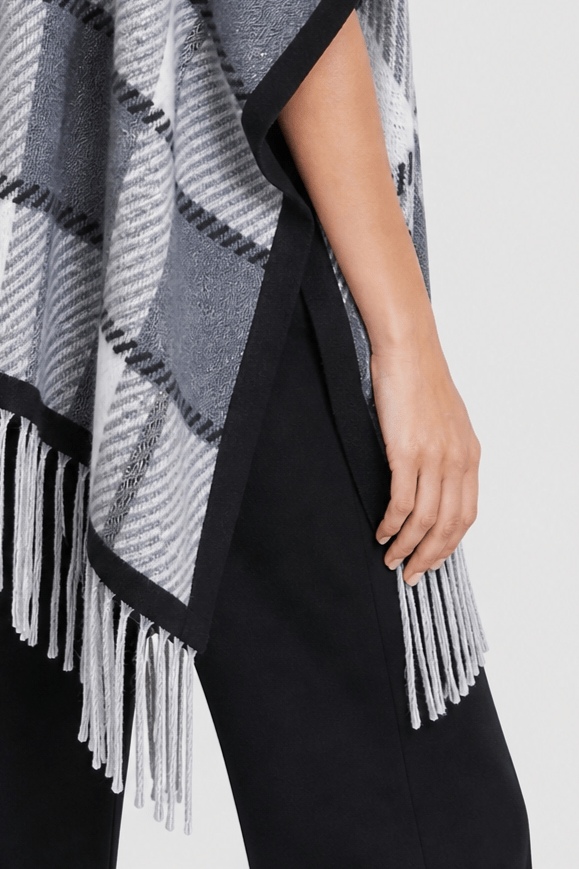 Poncho Femme à Franges Gris