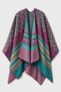 Poncho Femme Cape Motif Coloré