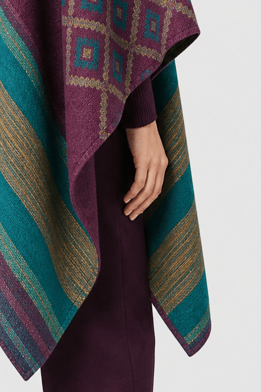 Poncho Femme Cape Motif Coloré