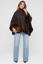 Poncho Femme Chaud avec Fourrure