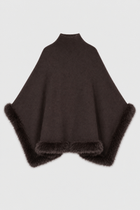 Poncho Femme Chaud avec Fourrure