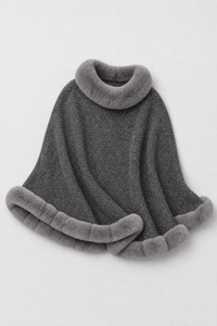 Poncho Femme Col Fourrure