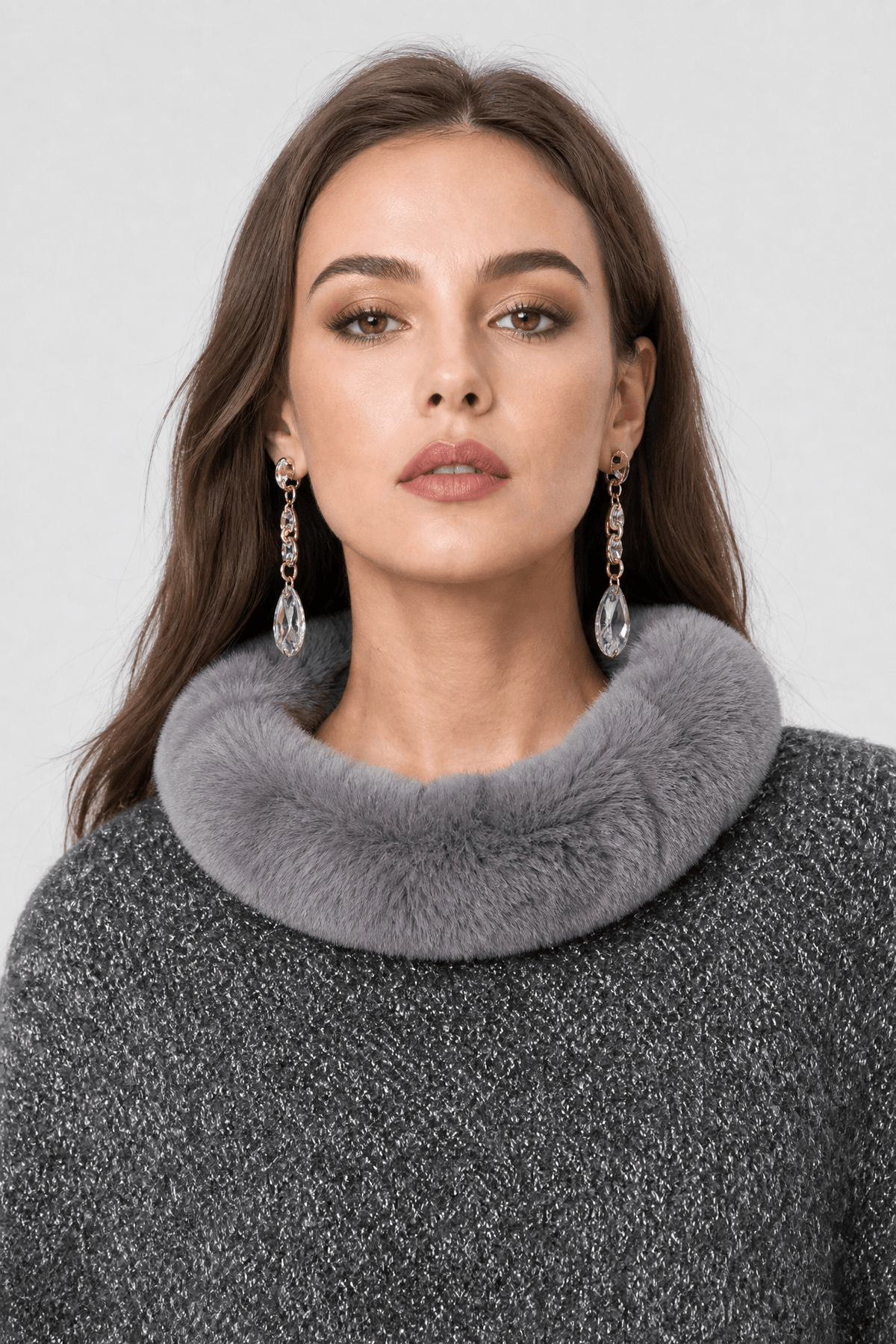 Poncho Femme Col Fourrure