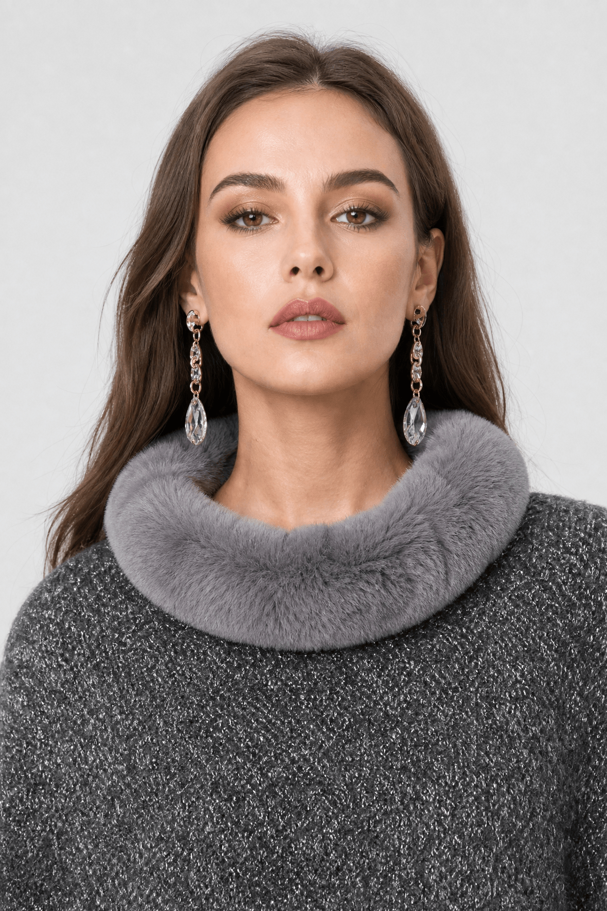 Poncho Femme Col Fourrure