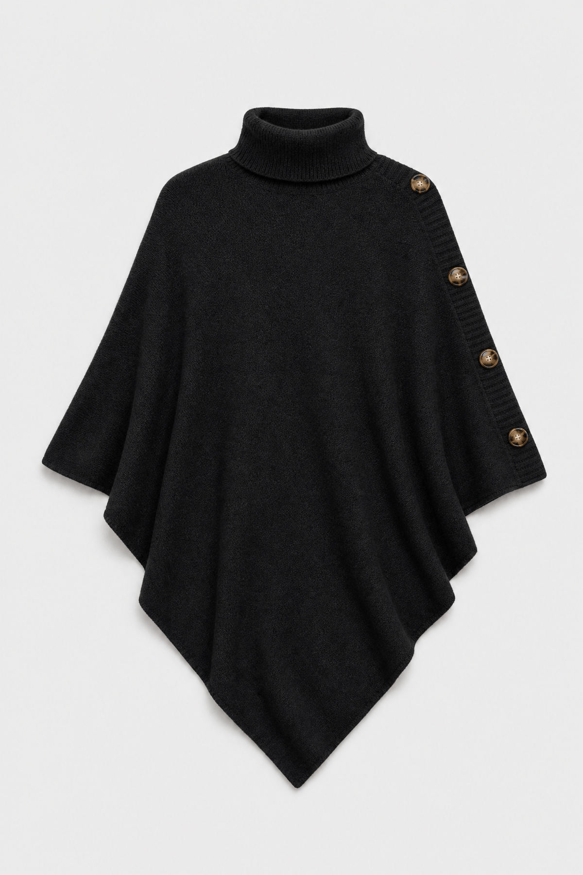 Poncho Femme Col Roulé Tricoté