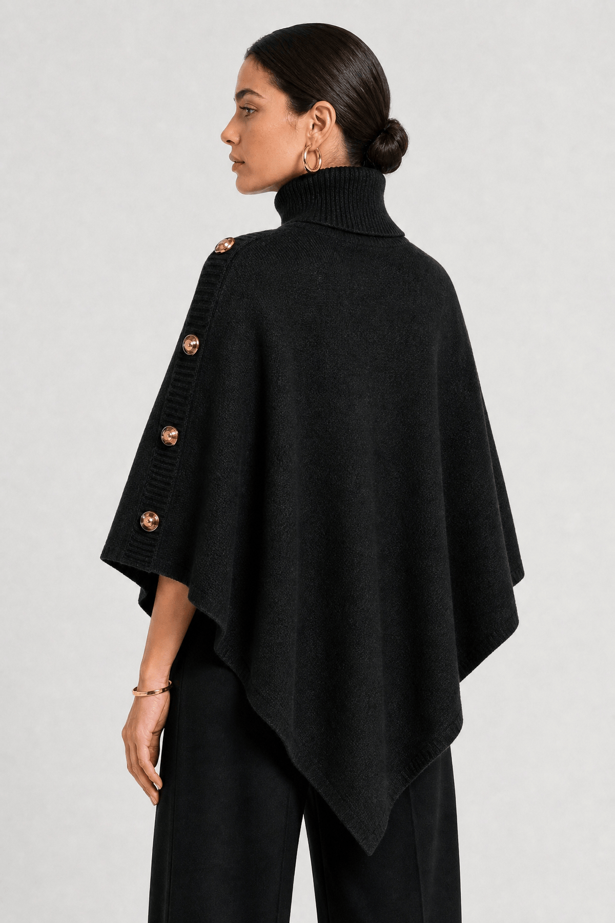 Poncho Femme Col Roulé Tricoté