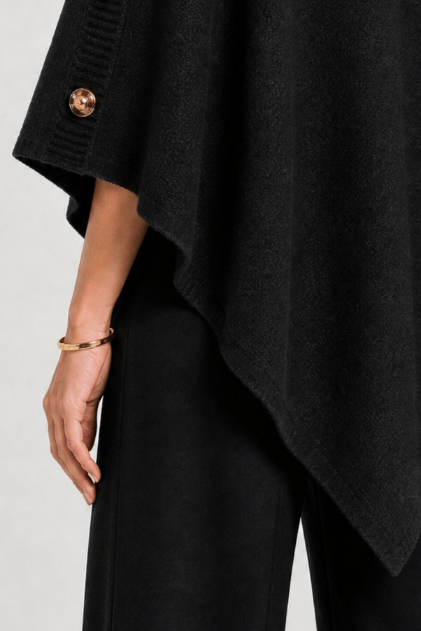 Poncho Femme Col Roulé Tricoté