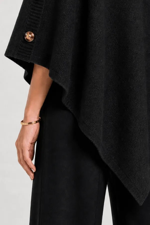 Poncho Femme Col Roulé Tricoté