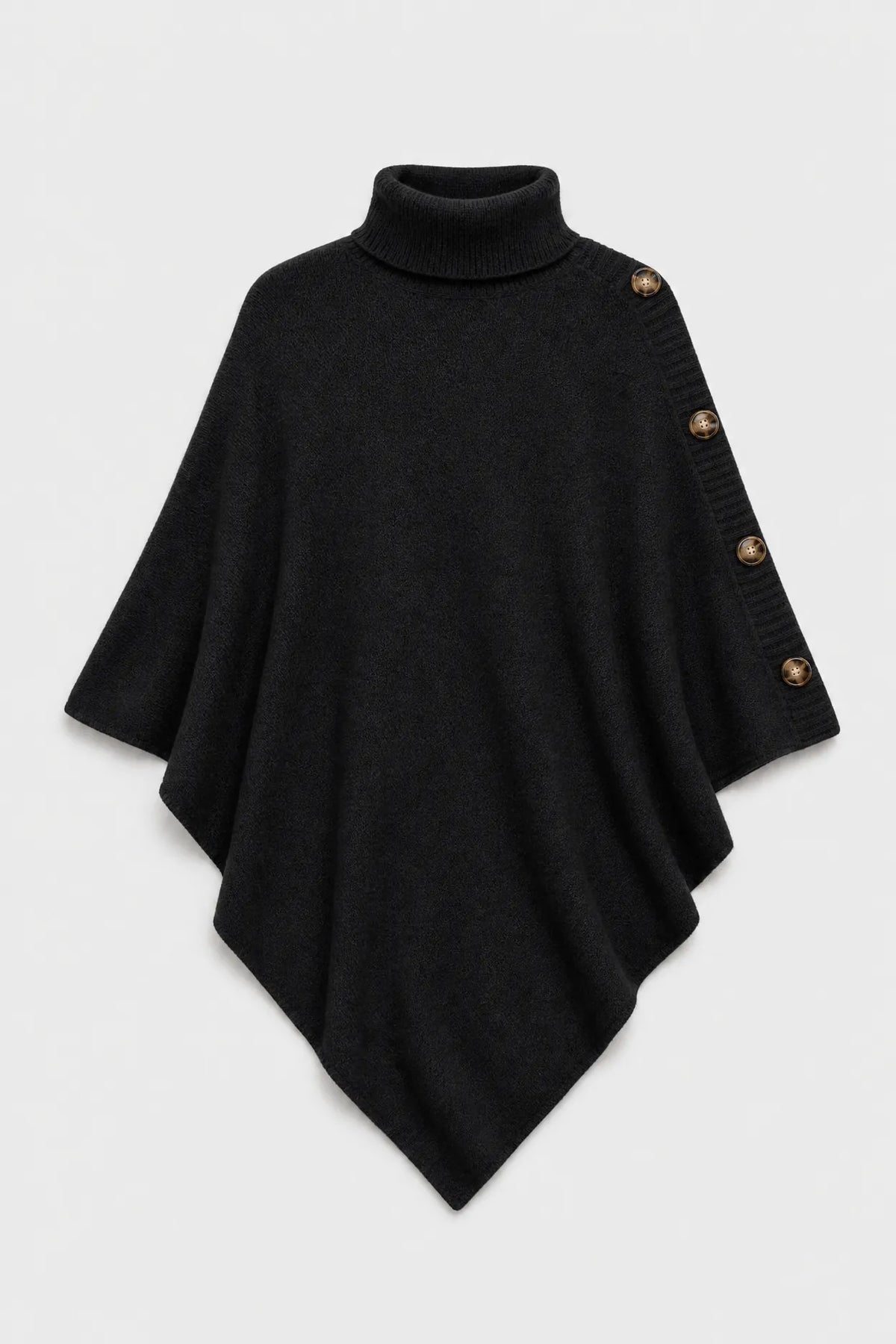 Poncho Femme Col Roulé Tricoté