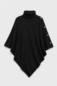 Poncho Femme Col Roulé Tricoté