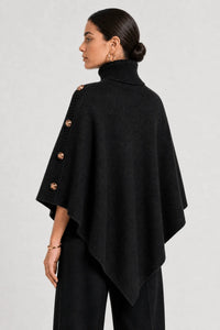 Poncho Femme Col Roulé Tricoté
