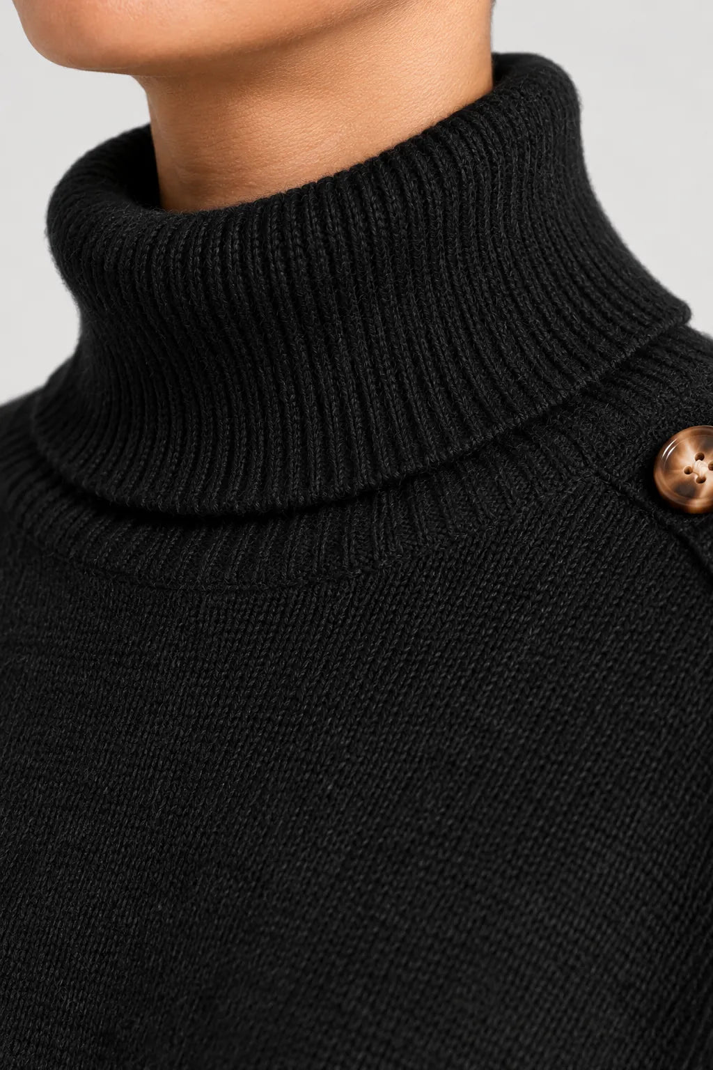 Poncho Femme Col Roulé Tricoté