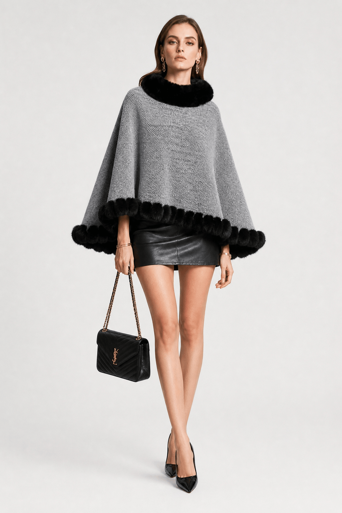 Poncho Femme Fourrure Synthétique