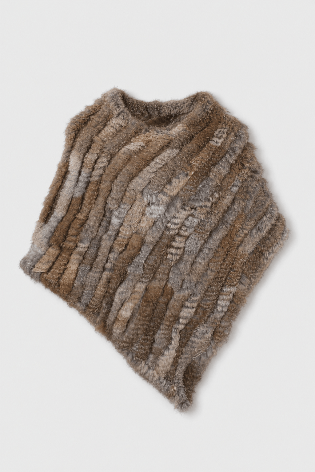 Poncho Femme Fourrure Tricotée