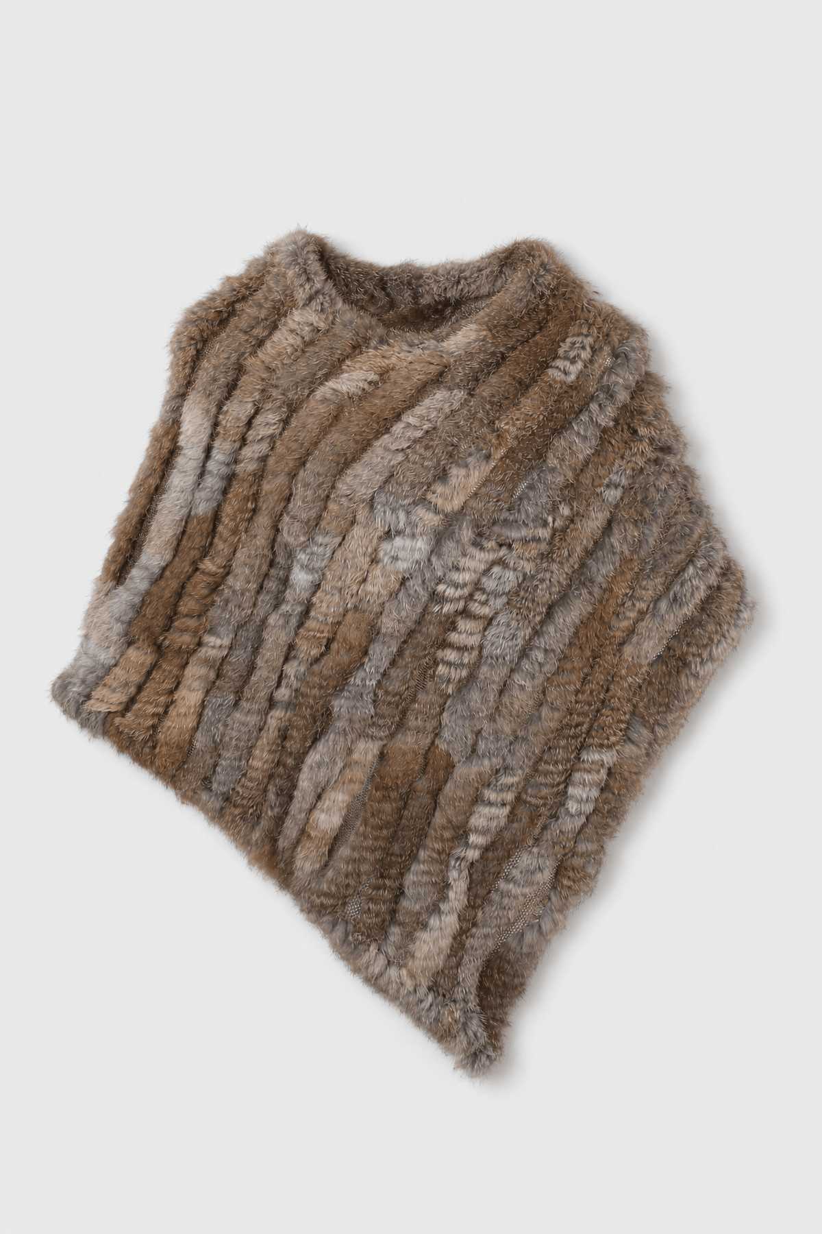 Poncho Femme Fourrure Tricotée