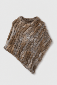 Poncho Femme Fourrure Tricotée