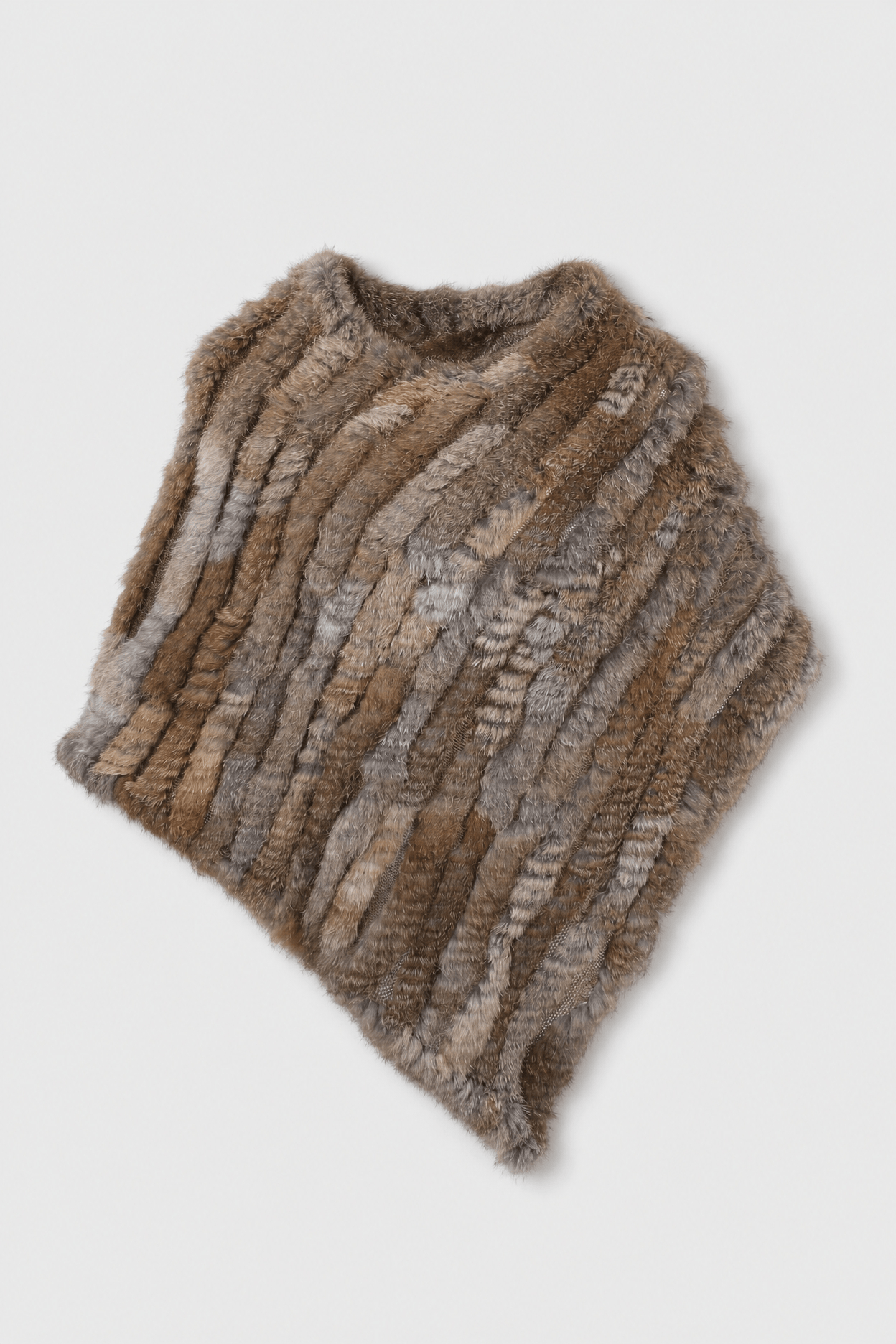 Poncho Femme Fourrure Tricotée