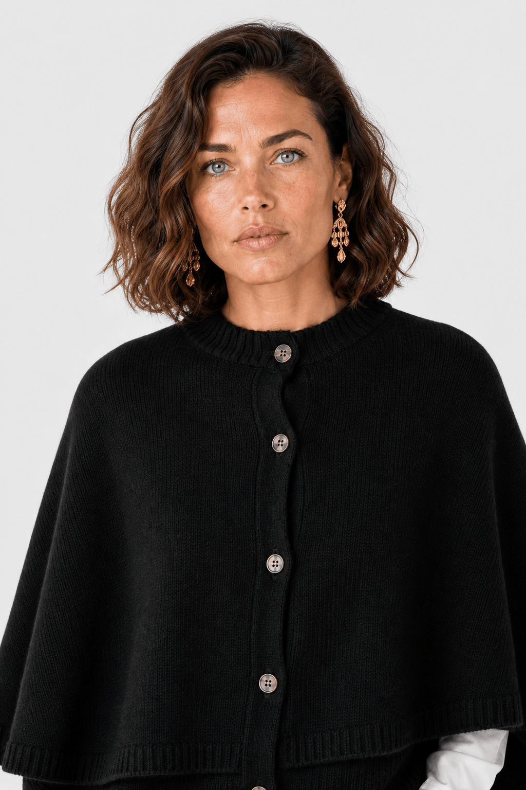 Poncho Femme Hiver Boutonné