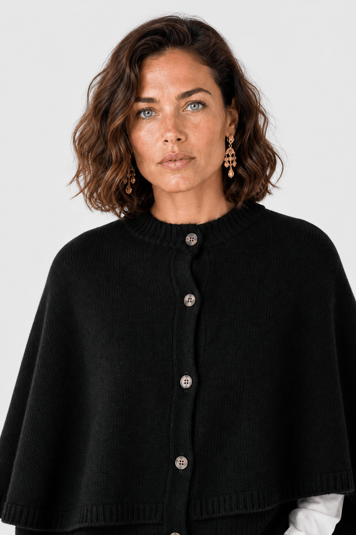 Poncho Femme Hiver Boutonné