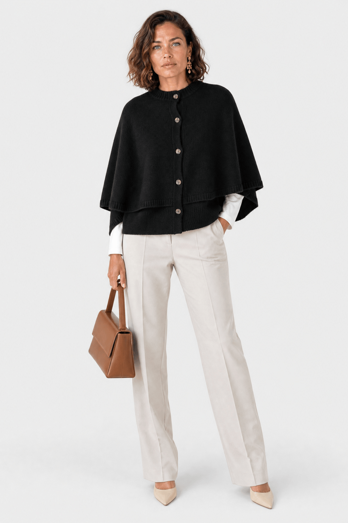 Poncho Femme Hiver Boutonné