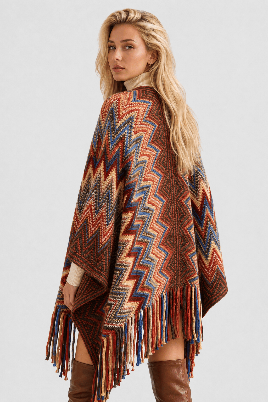 Poncho Femme Hiver Multicolore