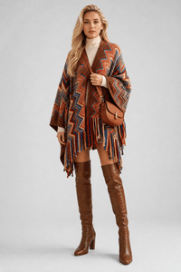 Poncho Femme Hiver Multicolore