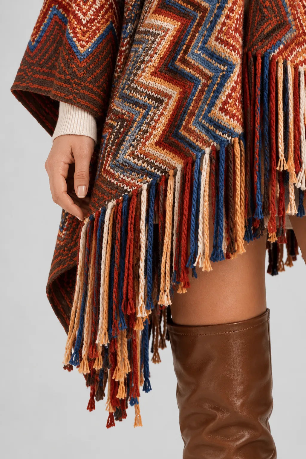 Poncho Femme Hiver Multicolore