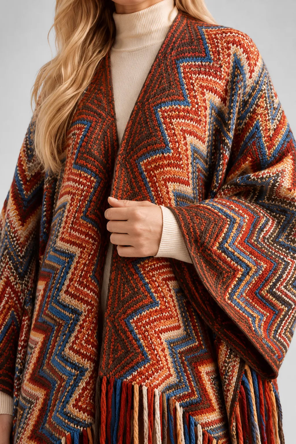 Poncho Femme Hiver Multicolore