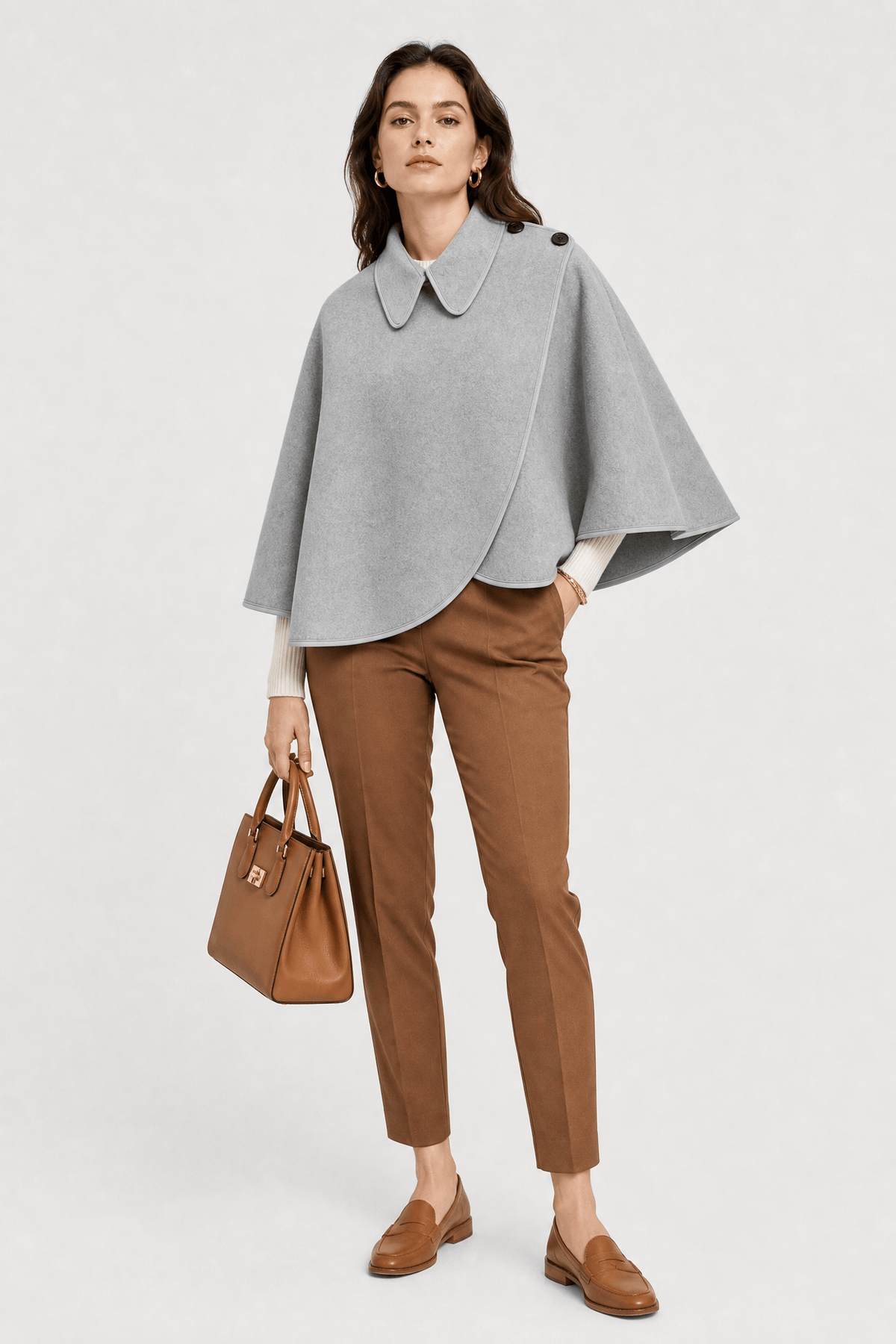 Poncho Femme Laine Gris