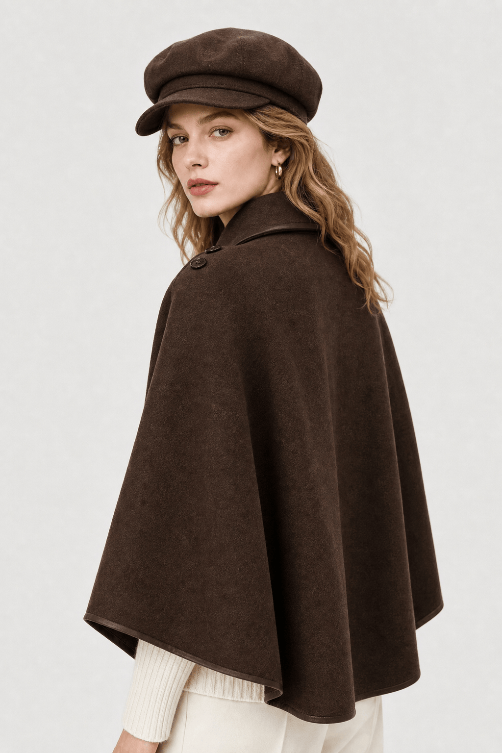 Poncho Femme Laine Marron