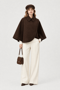 Poncho Femme Laine Marron
