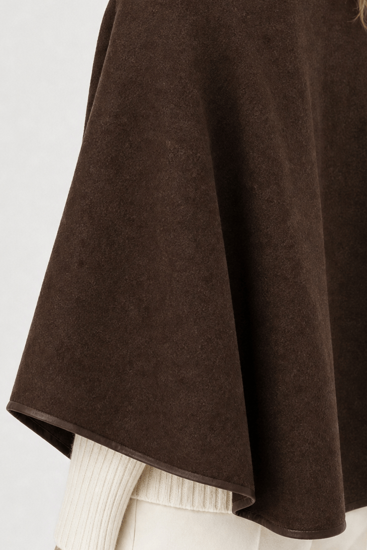 Poncho Femme Laine Marron