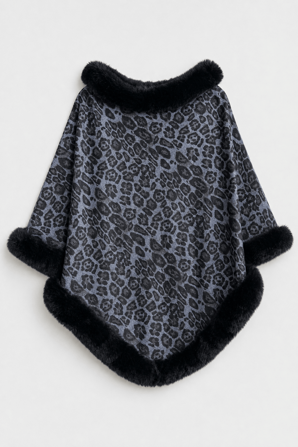 Poncho Femme Léopard avec Fourrure