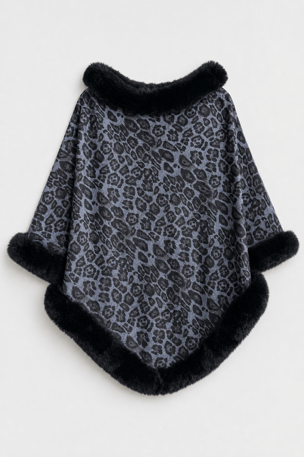 Poncho Femme Léopard avec Fourrure