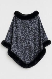 Poncho Femme Léopard avec Fourrure