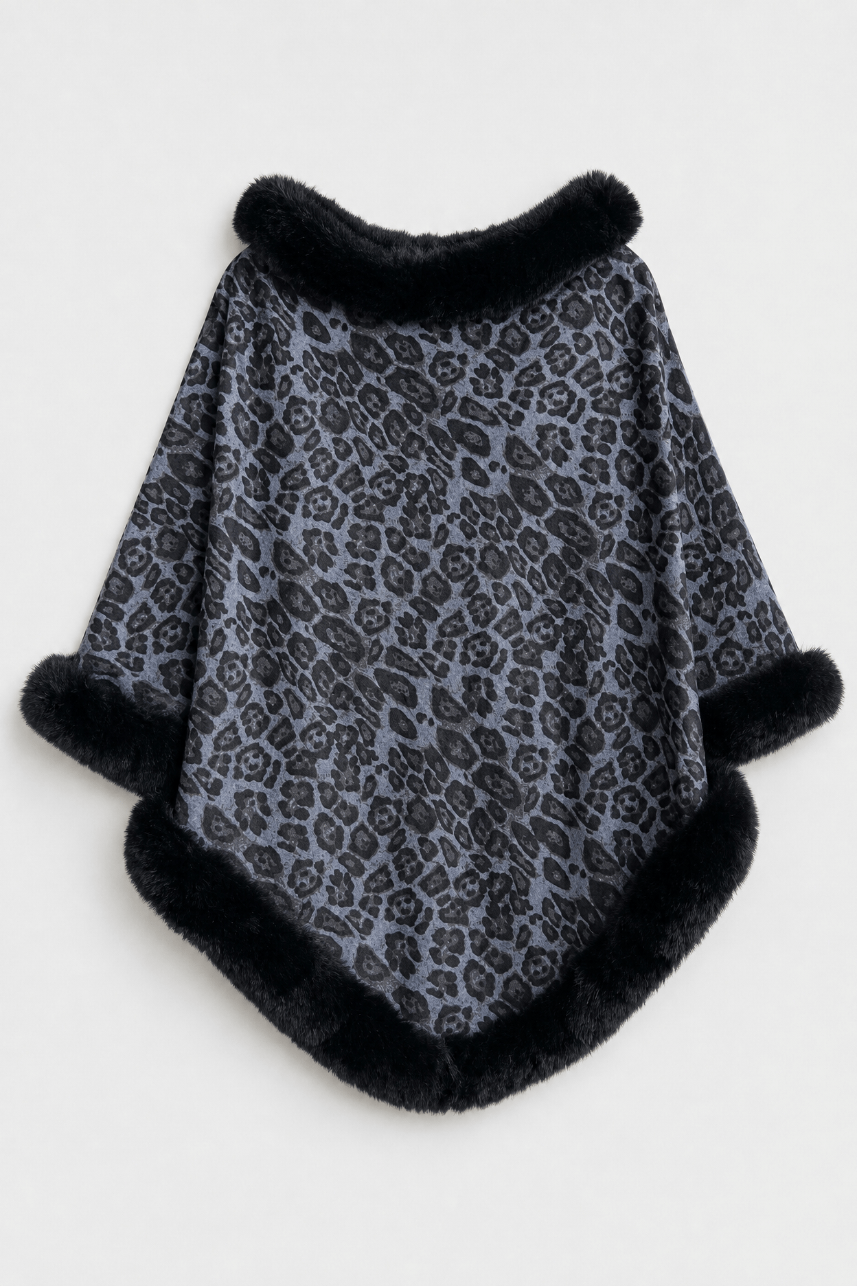 Poncho Femme Léopard avec Fourrure
