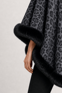 Poncho Femme Léopard avec Fourrure