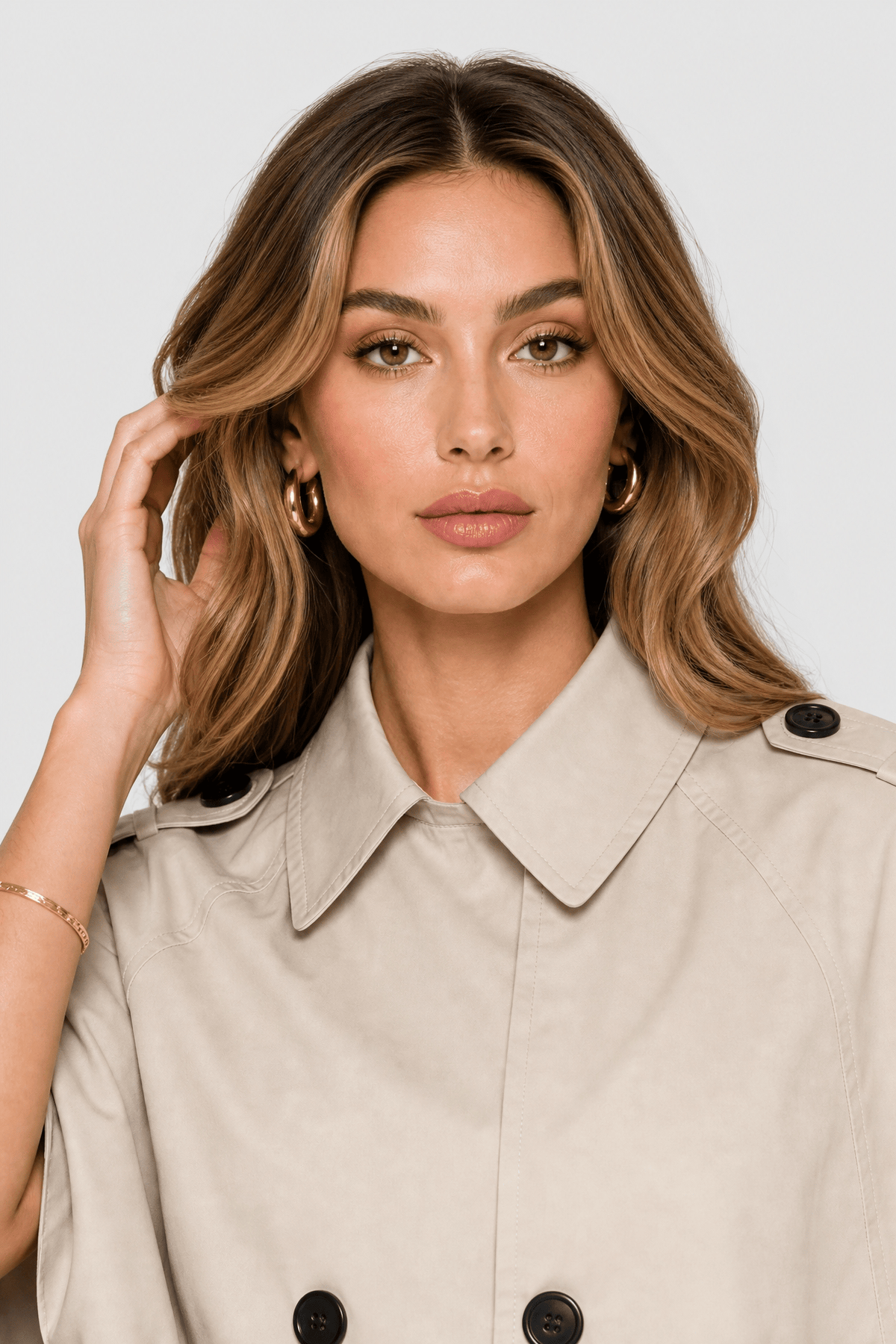 Poncho Femme Manteau Beige Court