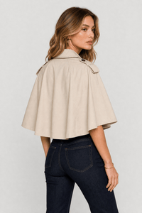 Poncho Femme Manteau Beige Court