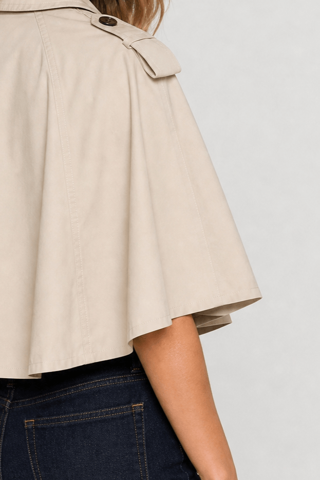 Poncho Femme Manteau Beige Court