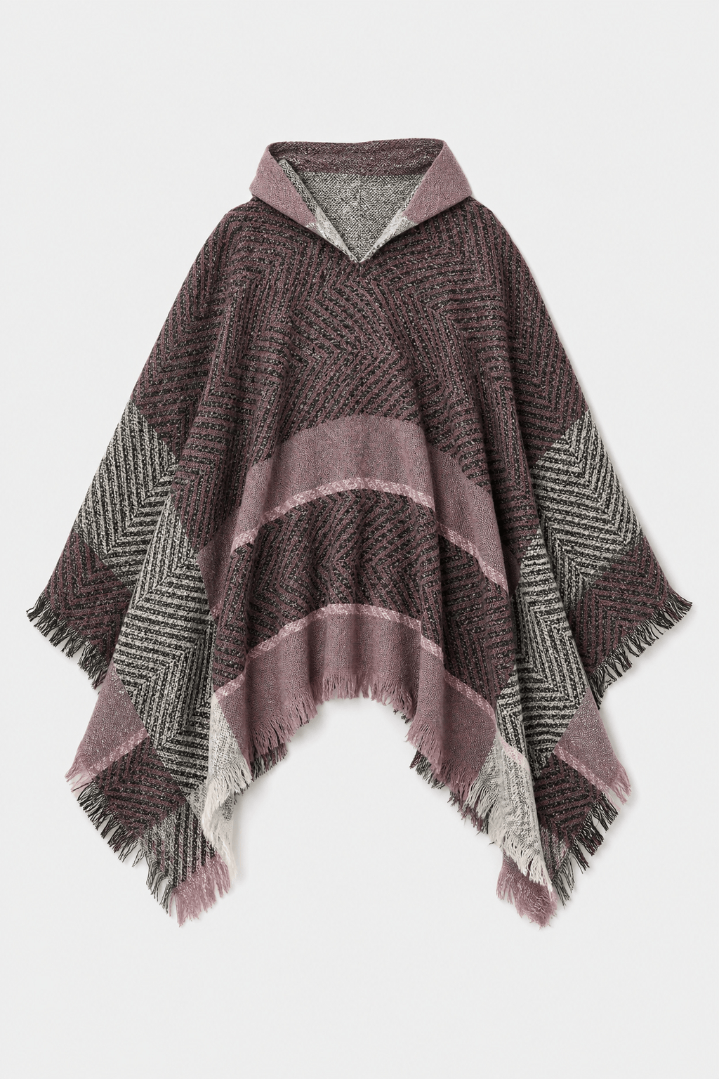 Poncho Femme Plaid à Capuche
