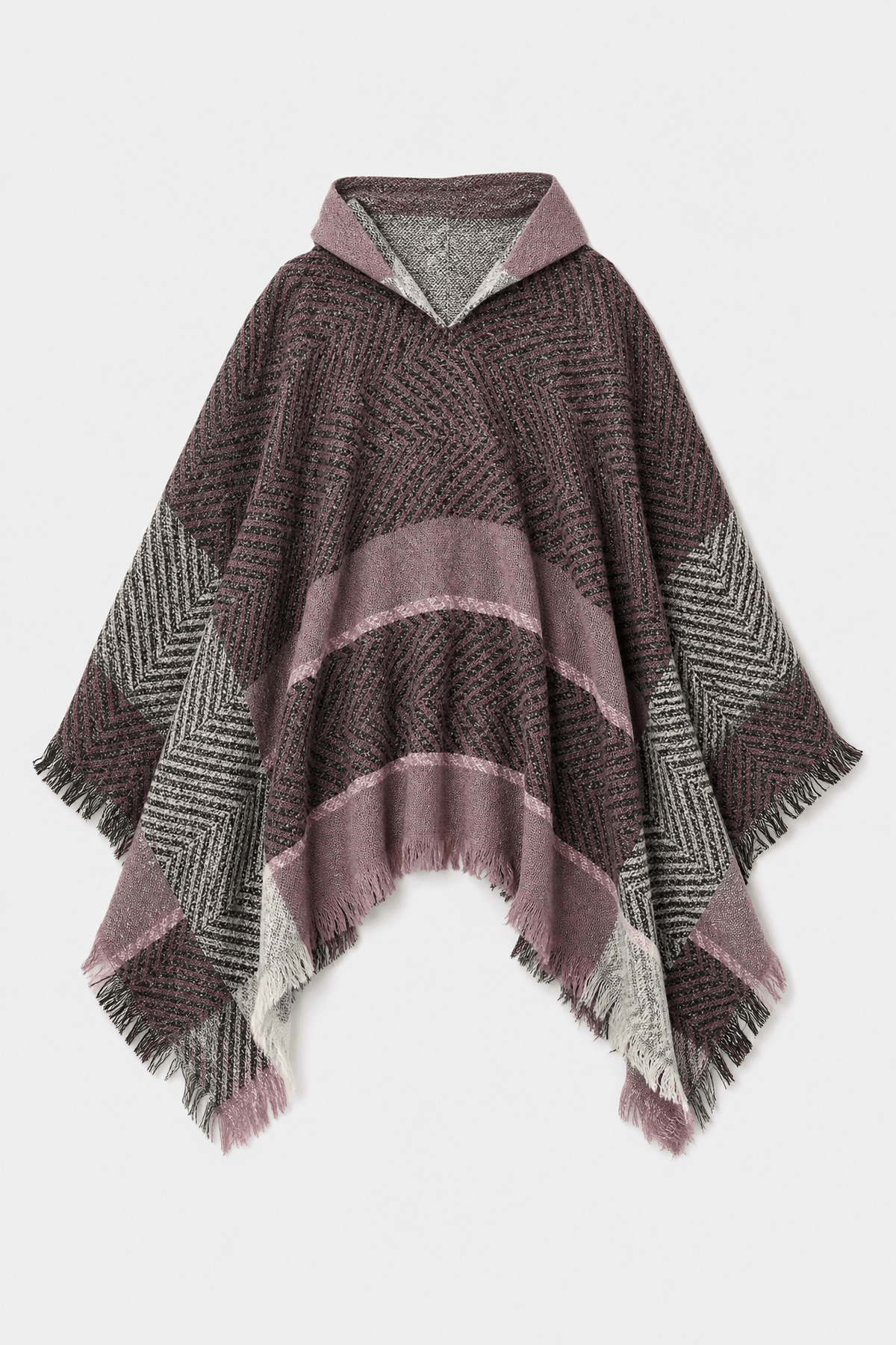 Poncho Femme Plaid à Capuche